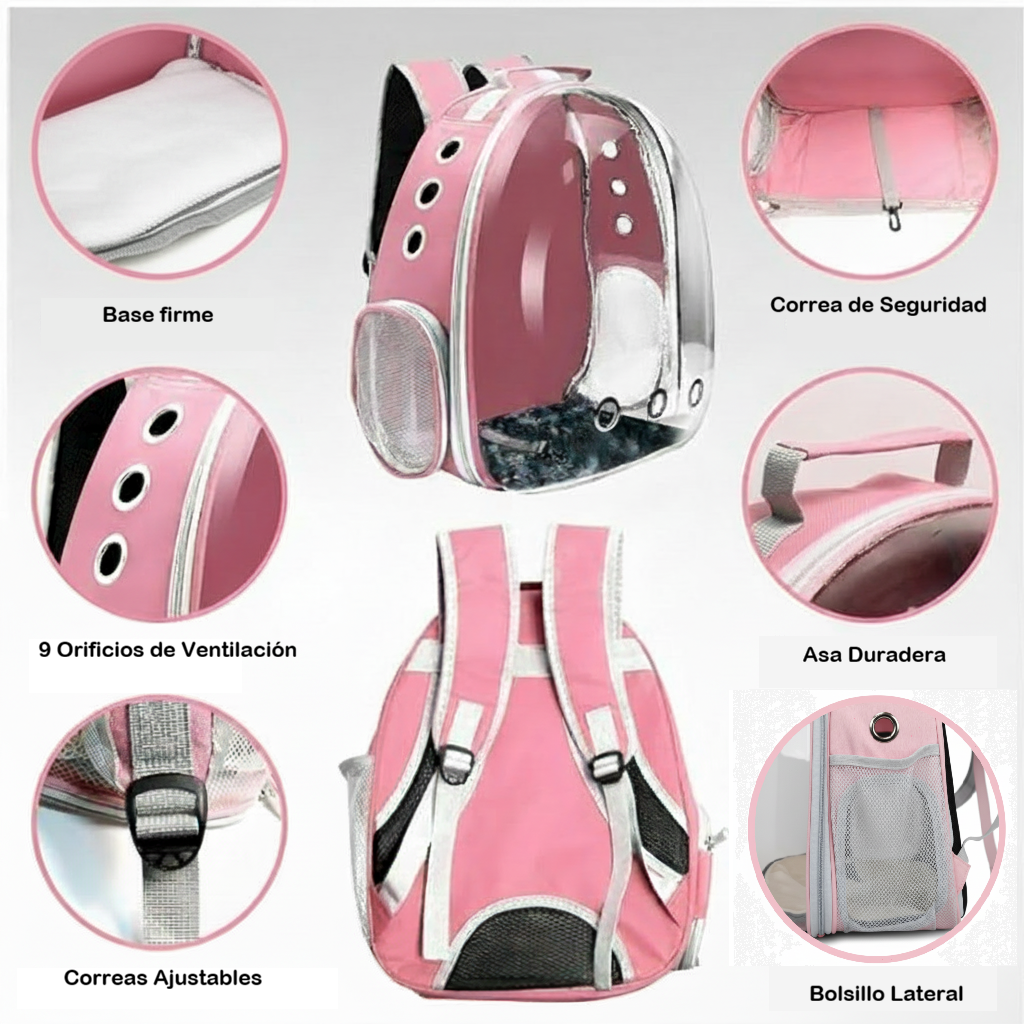 Transportadora Premium para Mascotas con Cápsula Panorámica - Mochila para Gatos, Perros y demás amigos